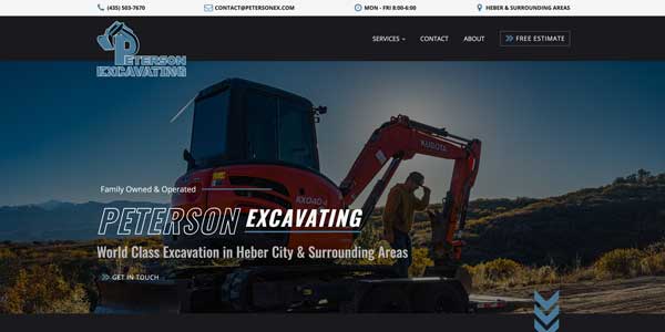 Peterson Excavating Homepage Screenshot