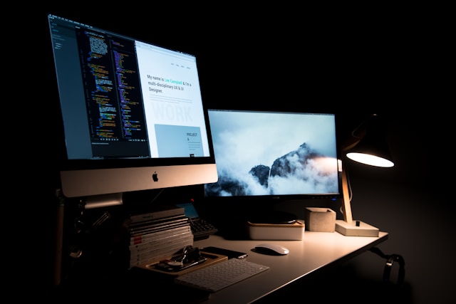 Computer with design on screen