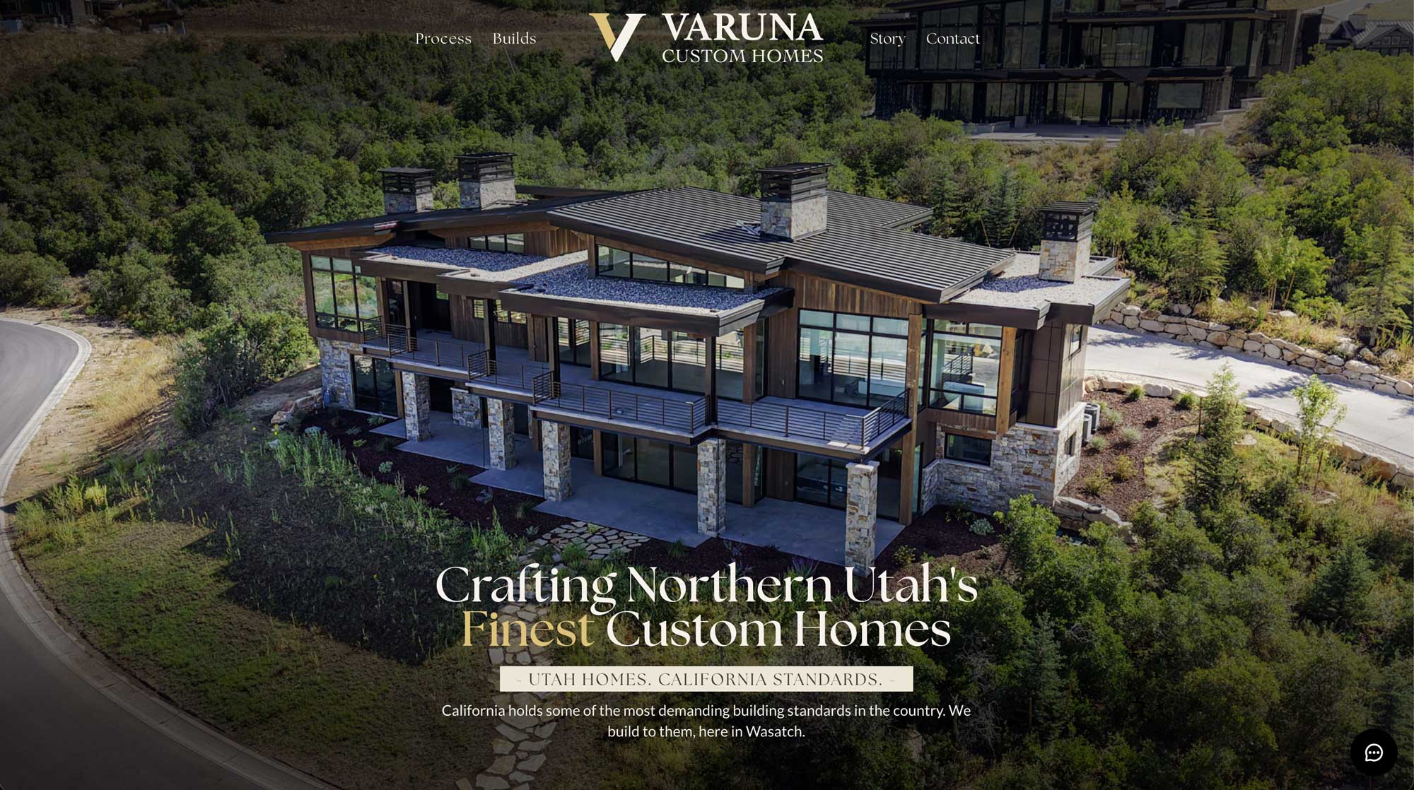 Varuna Custom Homes website homepage